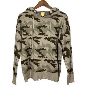 Scrap-Work Boutique Camo Chewed Hem Hoodie Sweater Olive - L